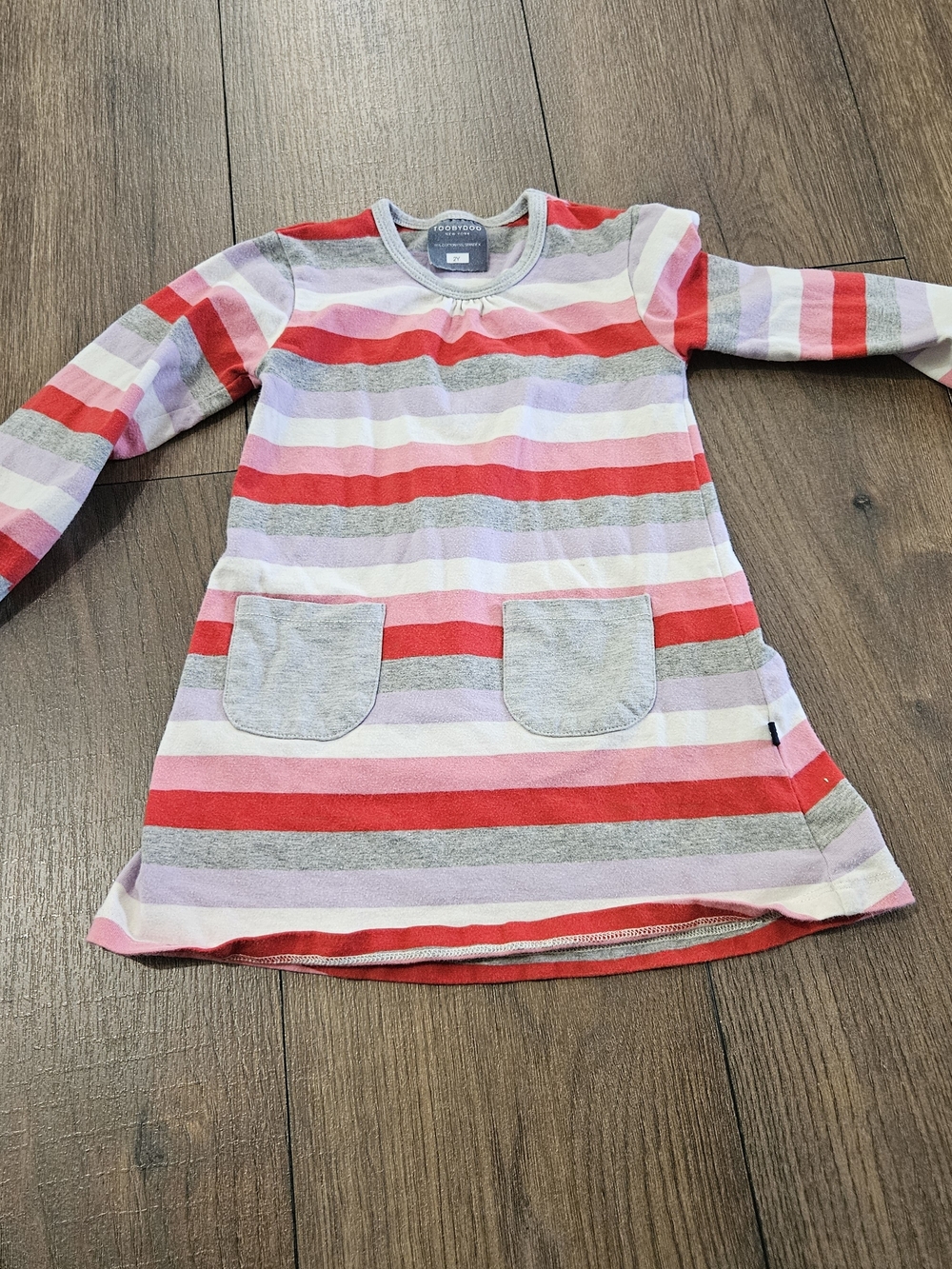 ToobyDoo Girl's Striped Long Sleeved Dress Size 2T
